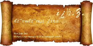 Ürményi Zita névjegykártya